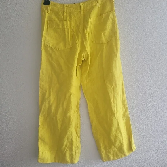 Velvet by Graham & Spencer NWT Yellow Dru Heavy Linen Pant size 6 - Picture 6 of 9